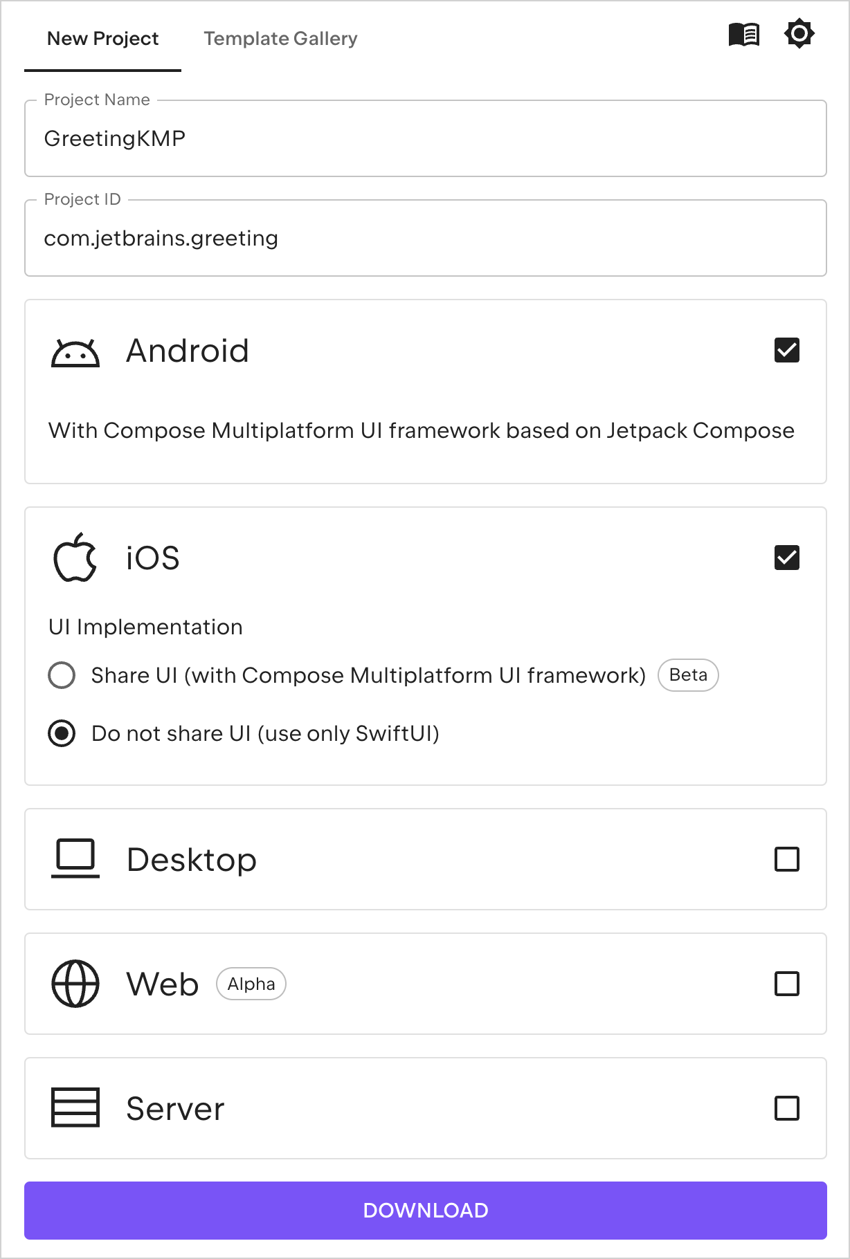 Kotlin Multiplatform wizard