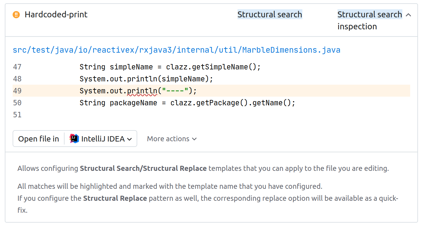 Observing the Structural Search inspection results Observing the Structural Search inspection results
