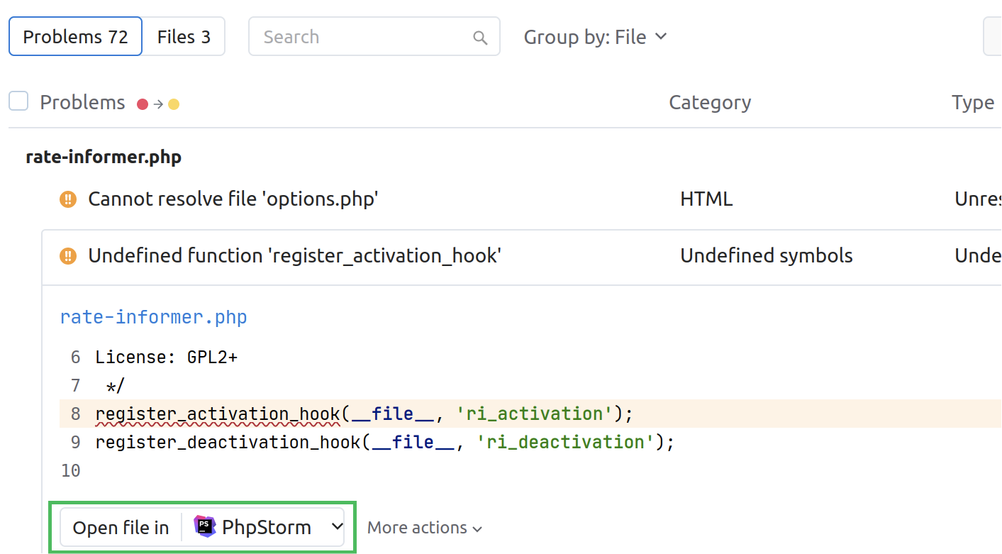The Open in IDE button The Open in IDE button