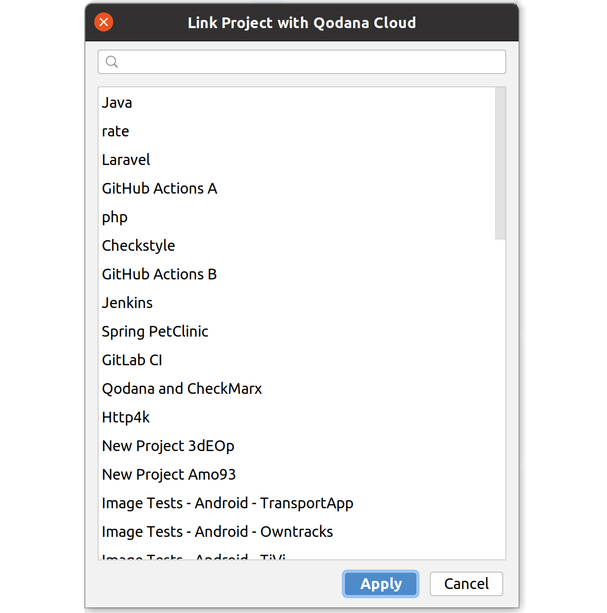 The link project with Qodana Cloud window