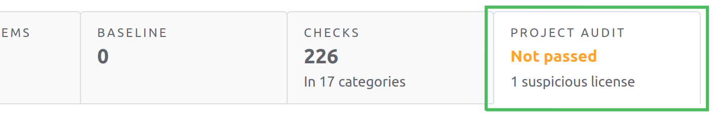 The License audit tab