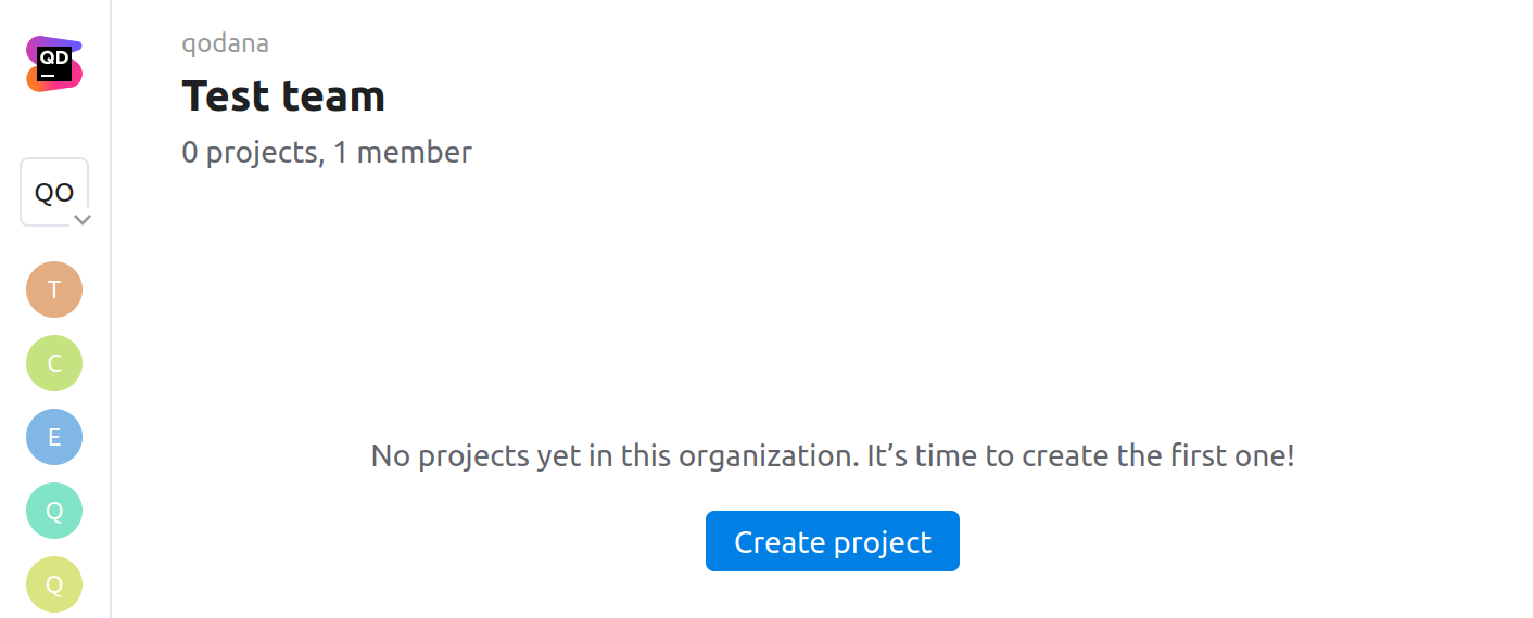 Creating a new project in an organization