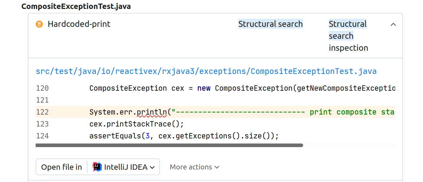 Observing the Structural Search inspection results