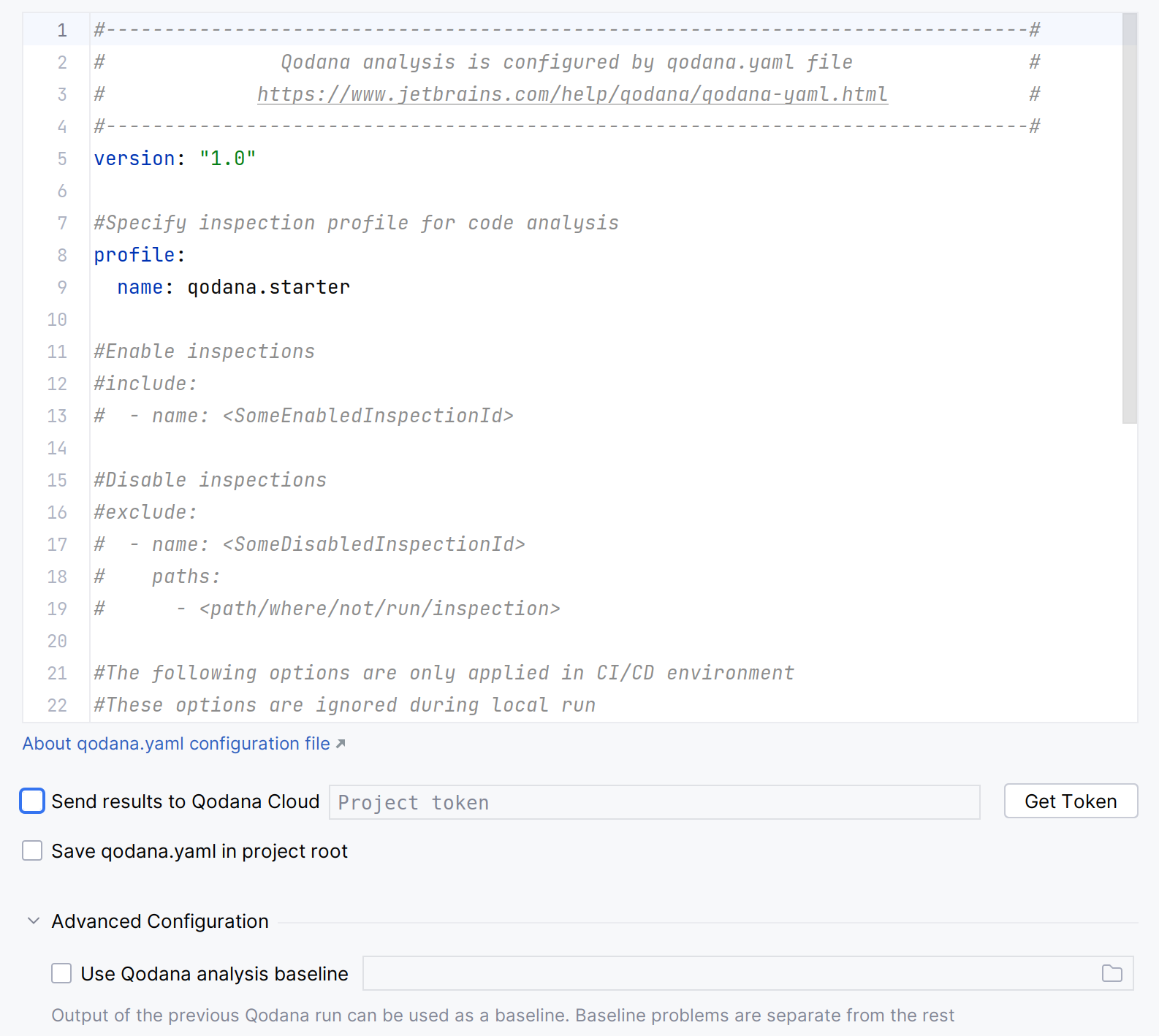 Configuring Qodana in the Run Qodana dialog