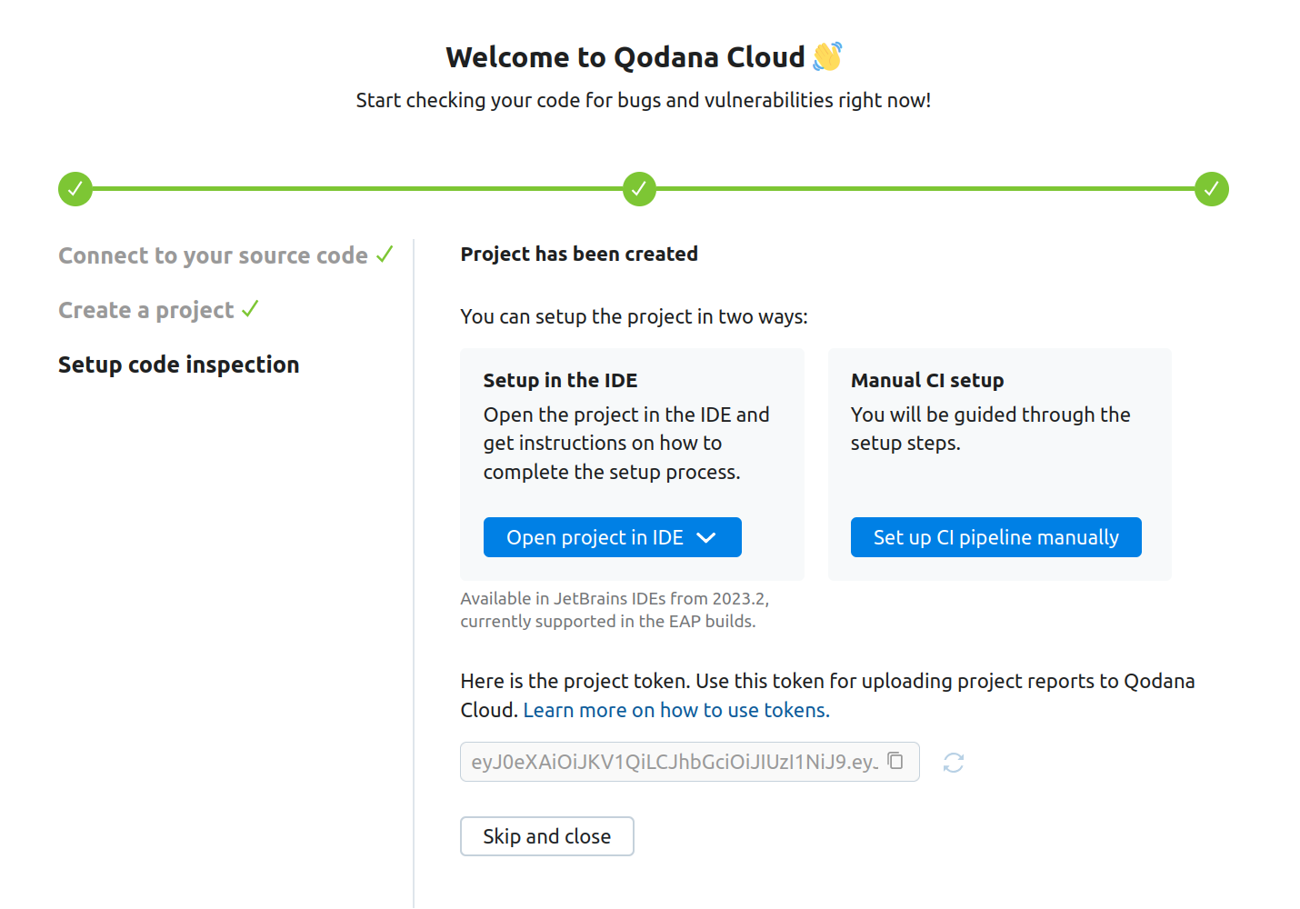 The fourth step of the Qodana Cloud onboarding