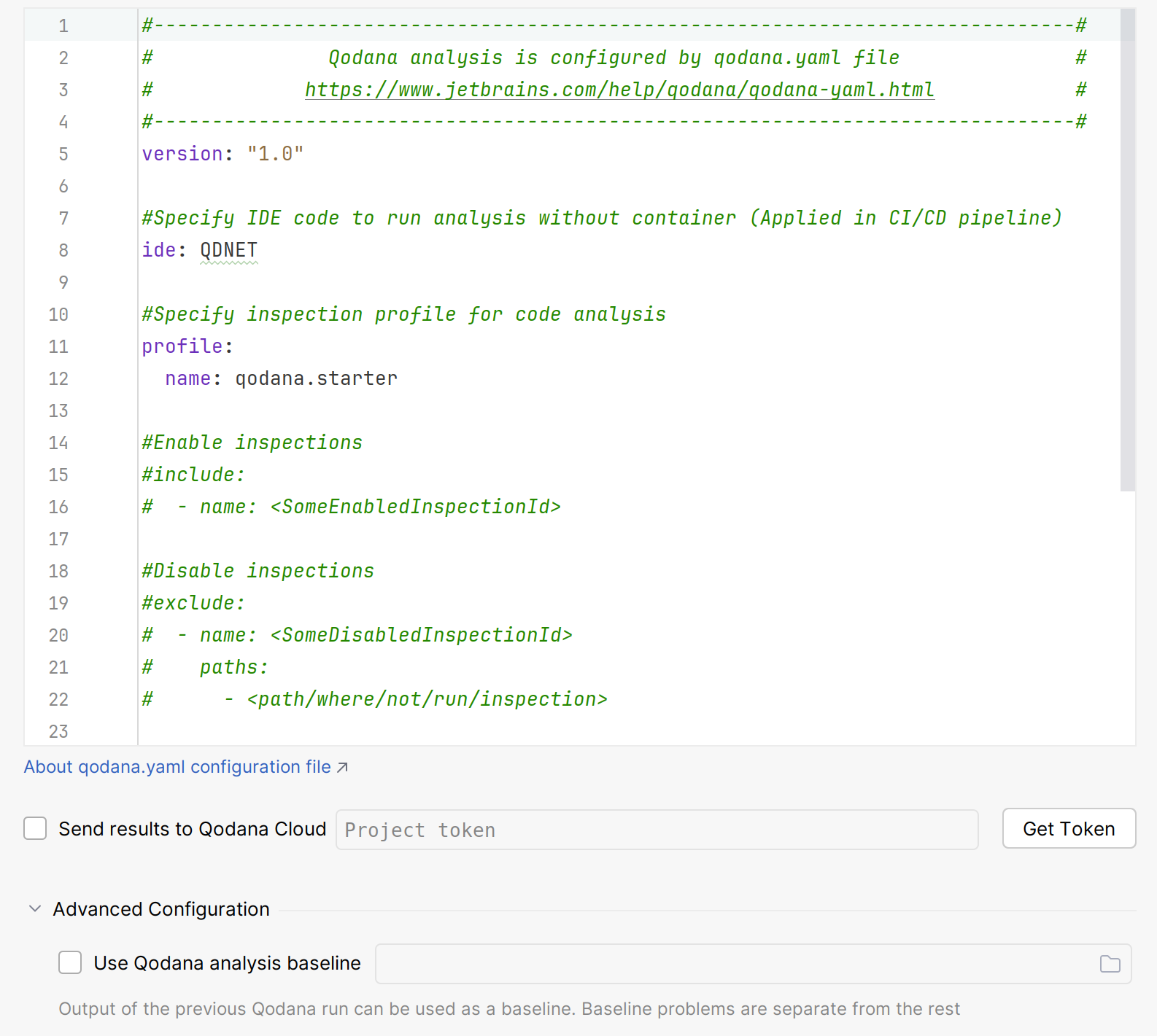 Configuring Qodana in the Run Qodana dialog