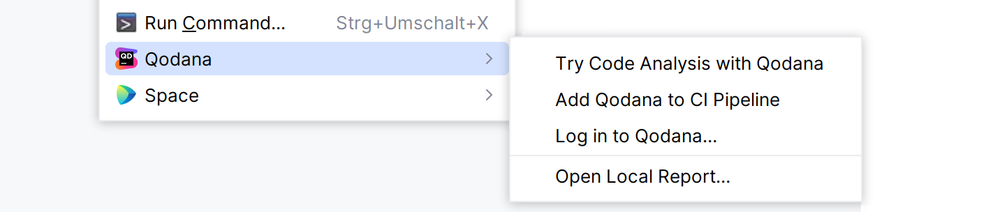 The Qodana menu