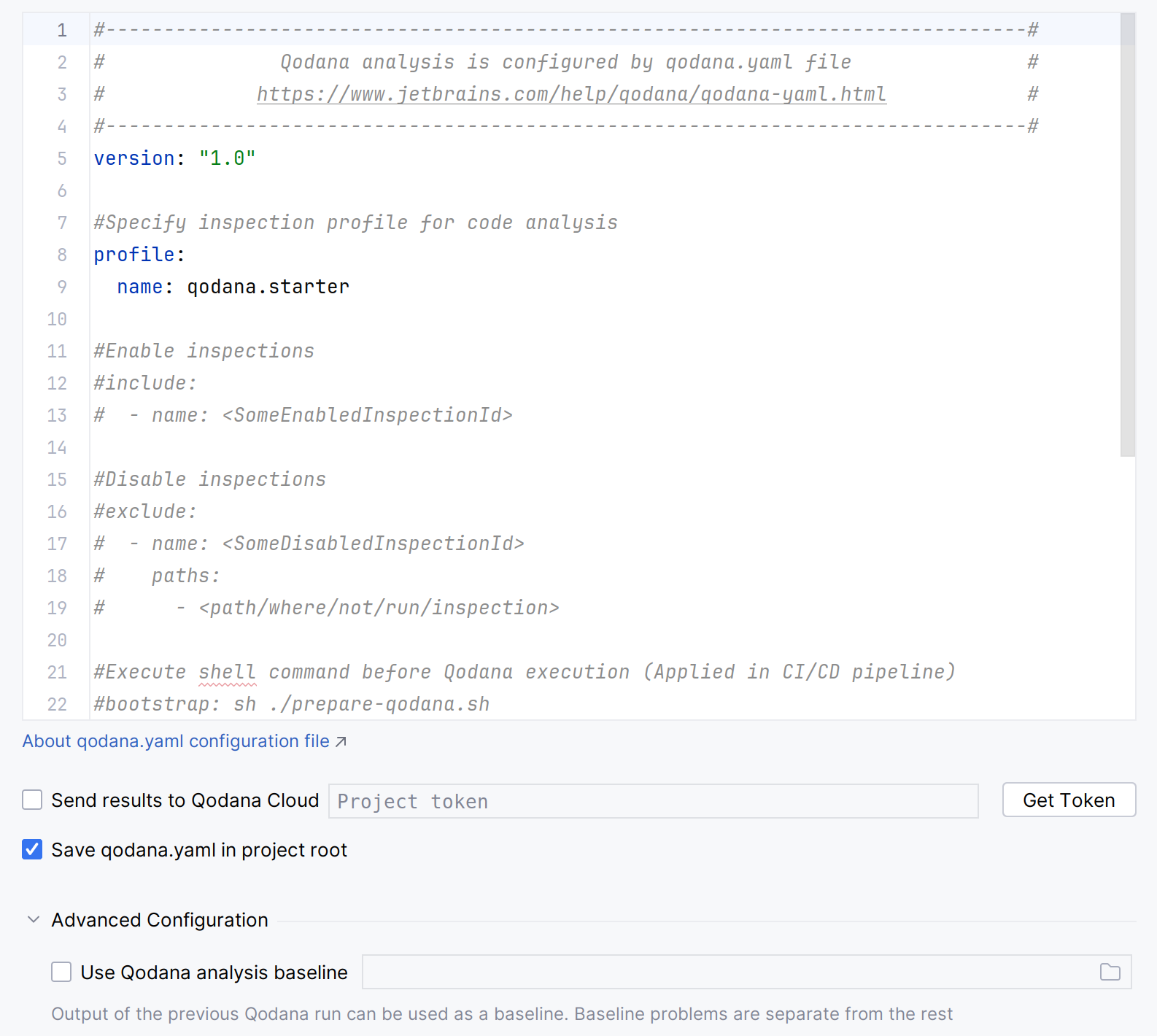 Configuring Qodana in the Run Qodana dialog