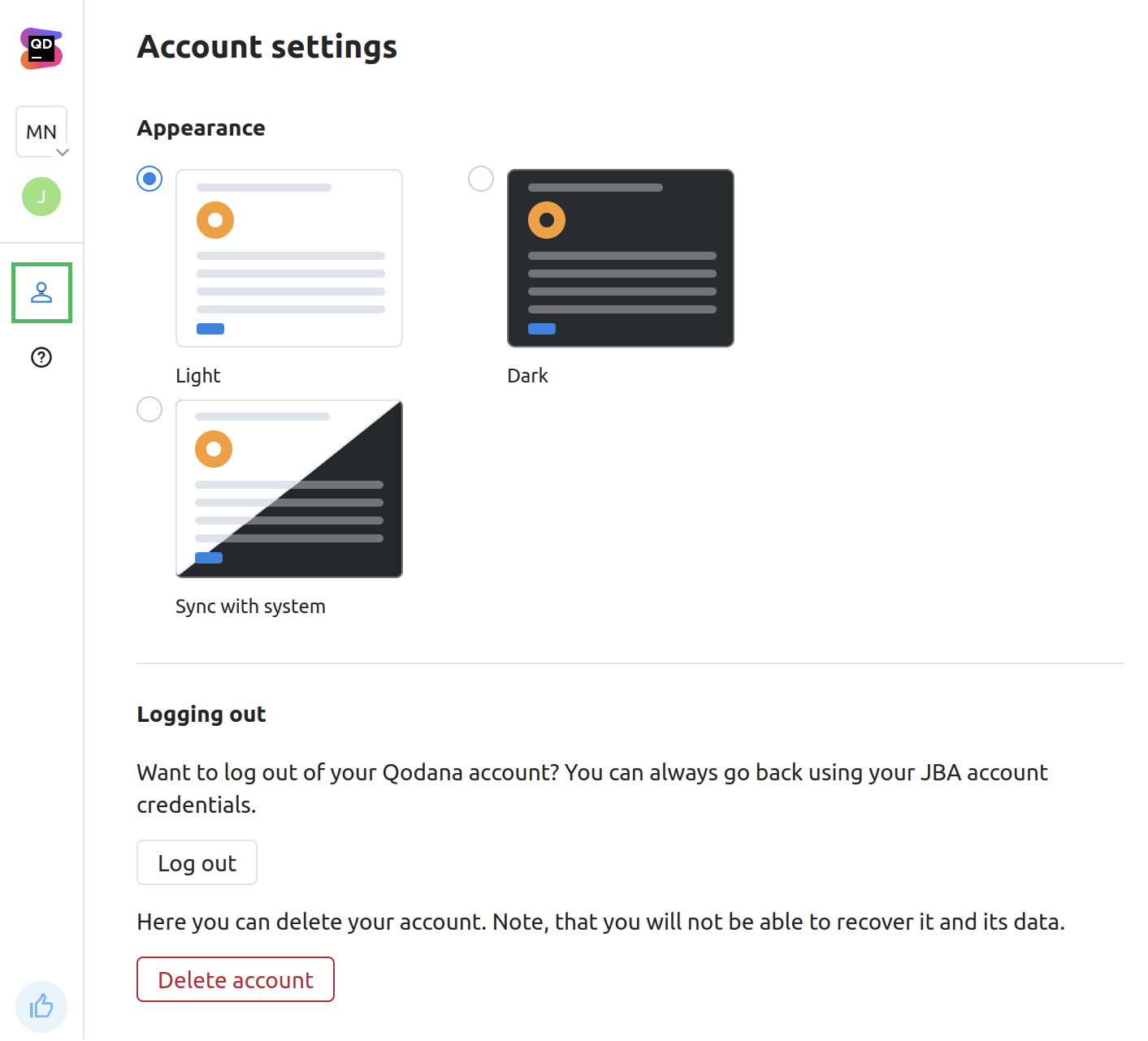 Account settings