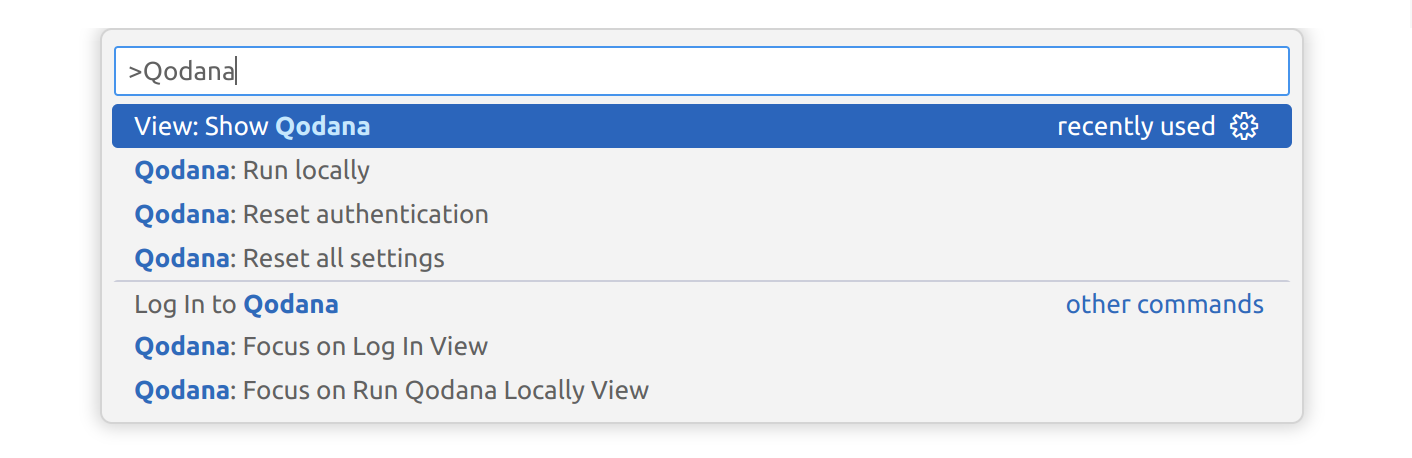 Navigating to Qodana through a command palette