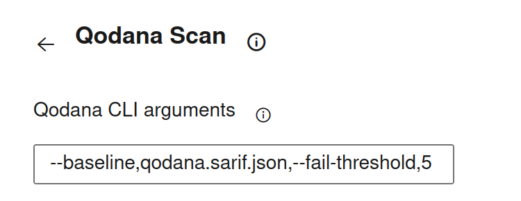 The Qodana Scan task UI config for baseline and quality gate The Qodana Scan task UI config for baseline and quality gate