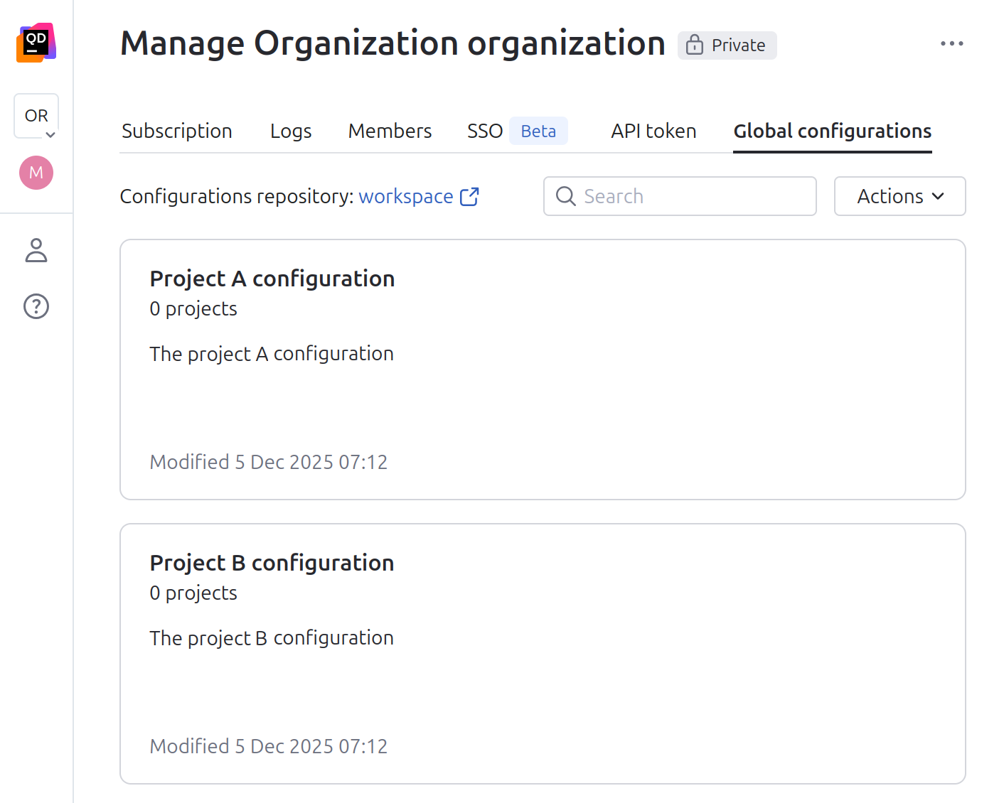 The uploaded global configuration The uploaded global configuration