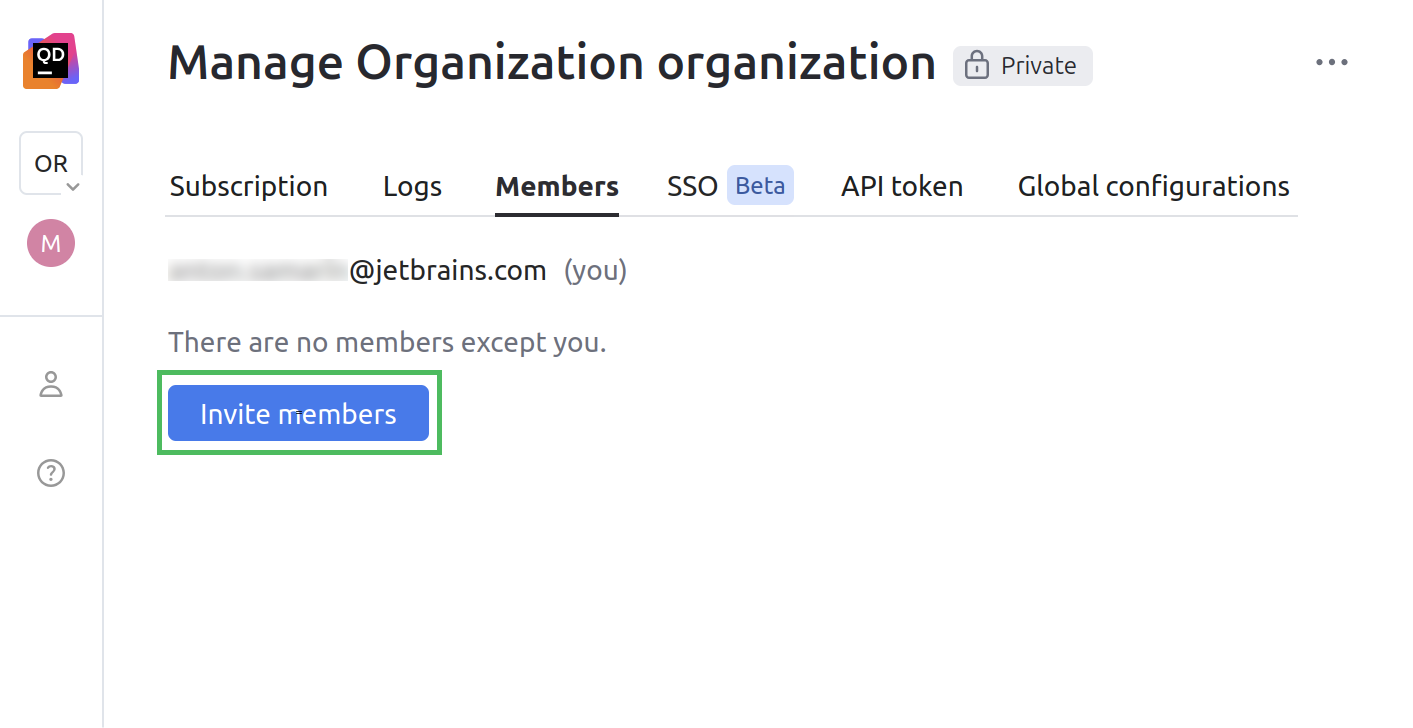 Clicking the Invite members button