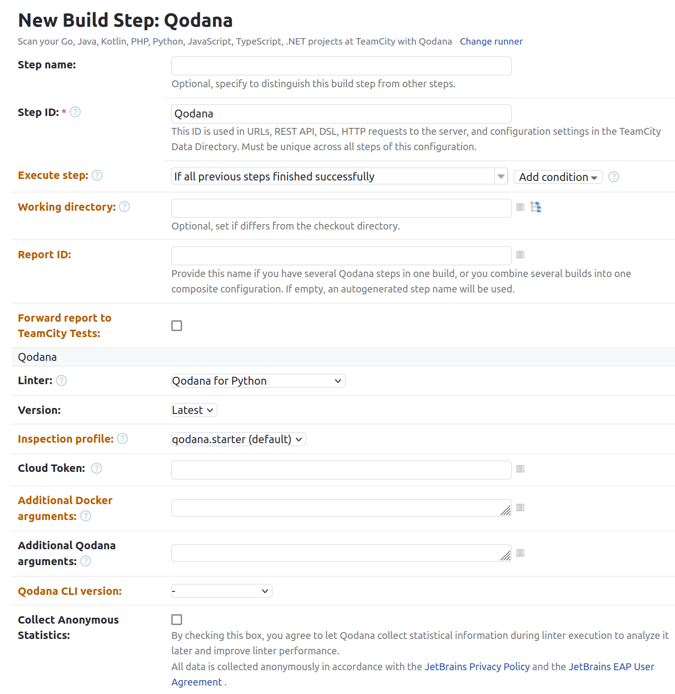 Configuring the Qodana runner