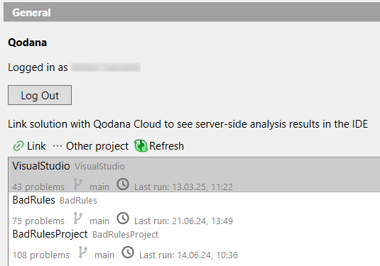 List of projects for linking
