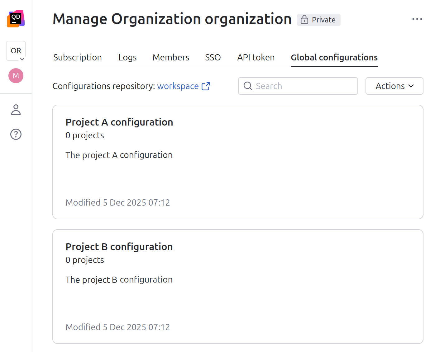 The uploaded global configuration