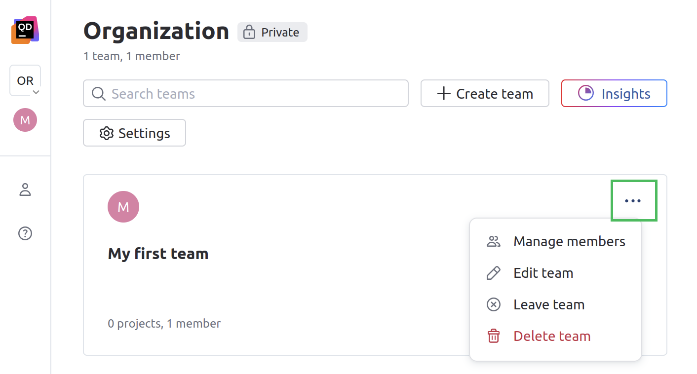 Configure a team