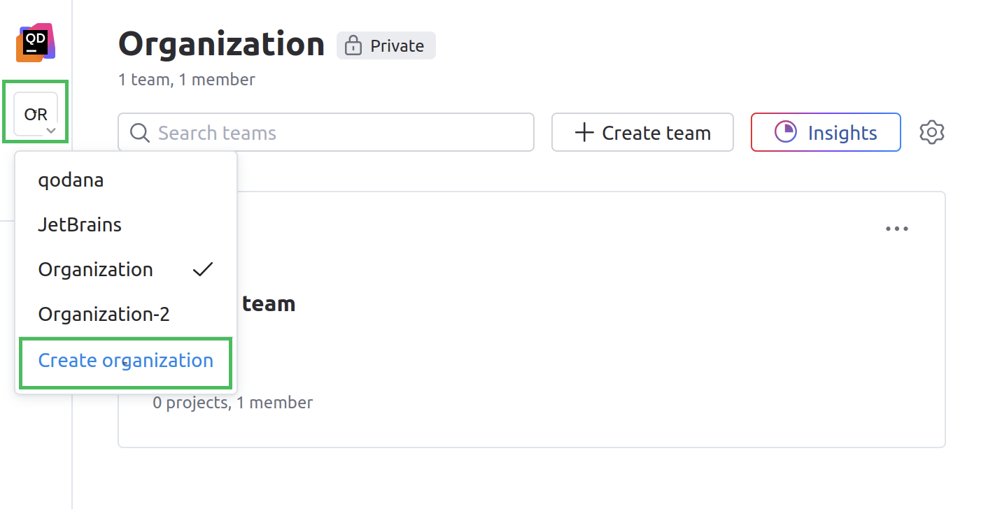 Creating an organization
