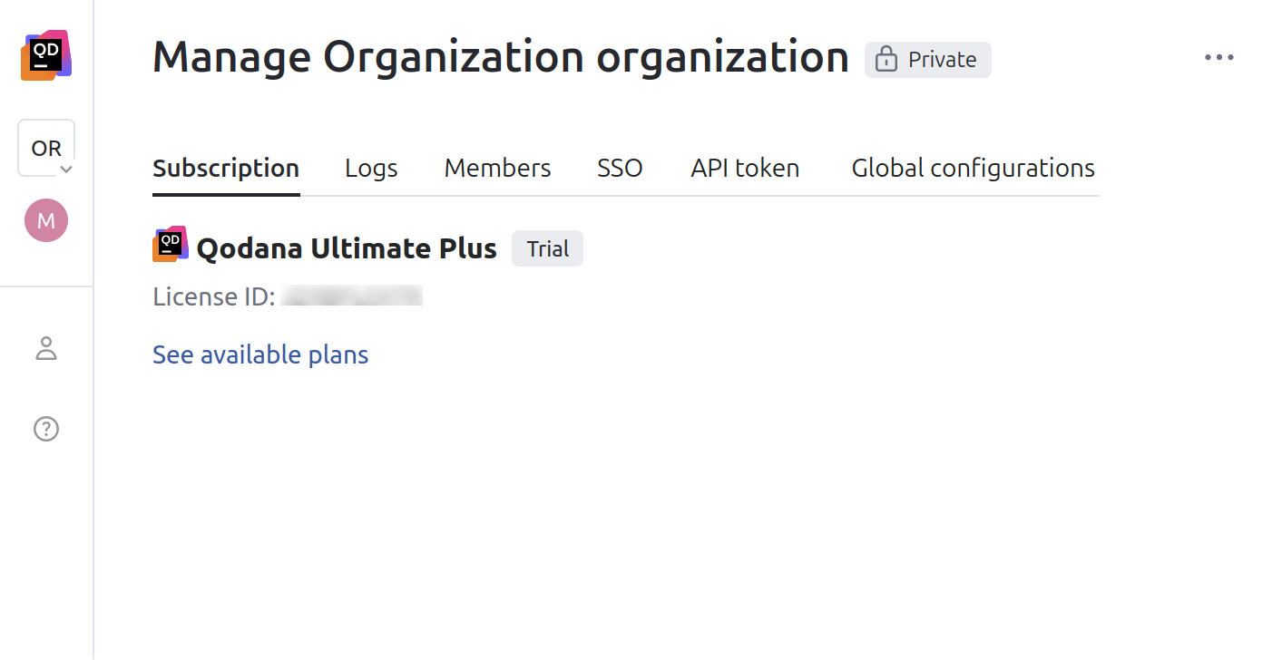 The Subscription tab of Qodana Cloud