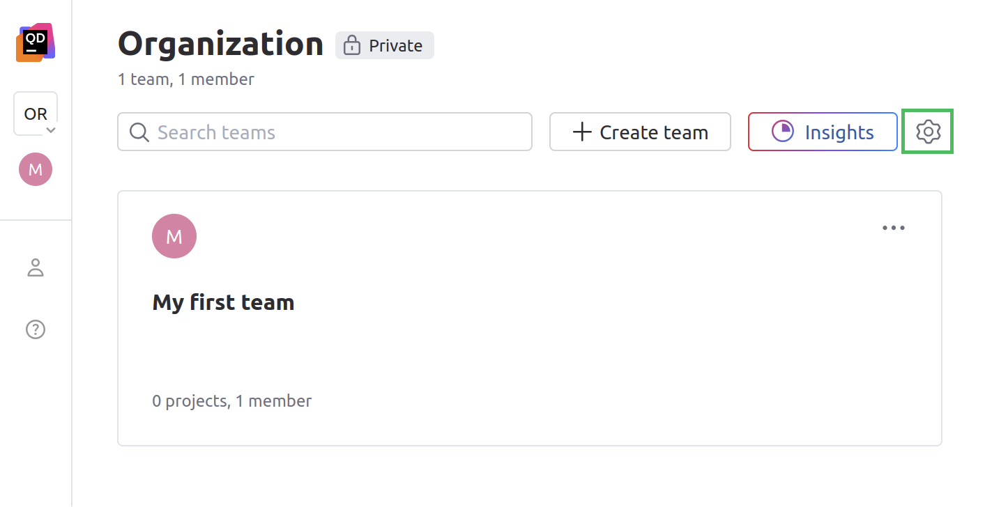 Navigate to the organization settings Navigate to the organization settings