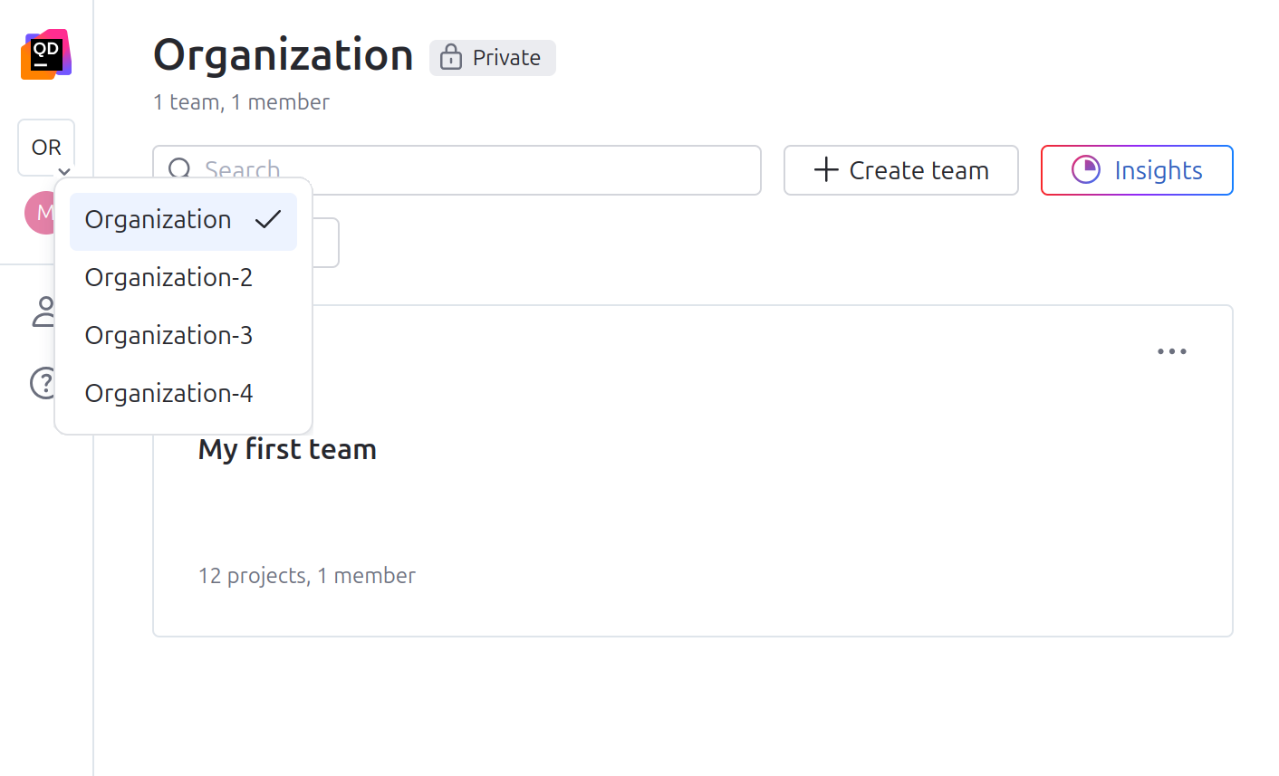 Creating an organization