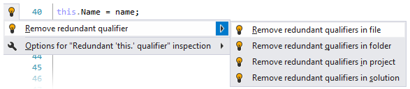 Alt+Enter menu showing fix in scope context action Alt+Enter menu showing fix in scope context action