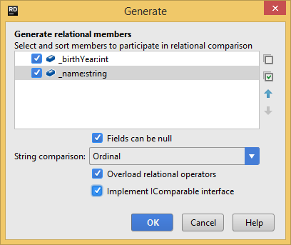 Generating relational members with JetBrains Rider