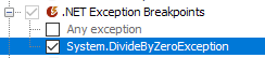 debug new exception breakpoint