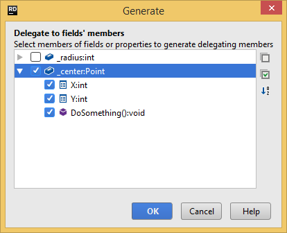 Generating delegating members with JetBrains Rider
