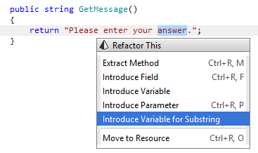 Introducing variable for substring
