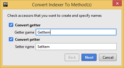 JetBrains Rider refactorings: Convert indexer to method JetBrains Rider refactorings: Convert indexer to method