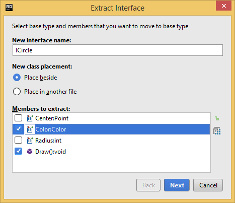 JetBrains Rider. Extracting interface from a class JetBrains Rider. Extracting interface from a class