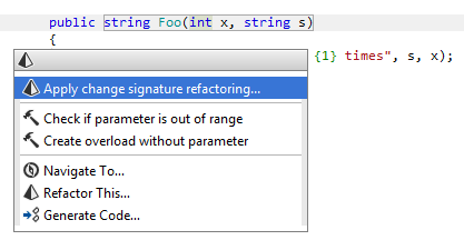 Applying the Change Signature refactoring inline Applying the Change Signature refactoring inline