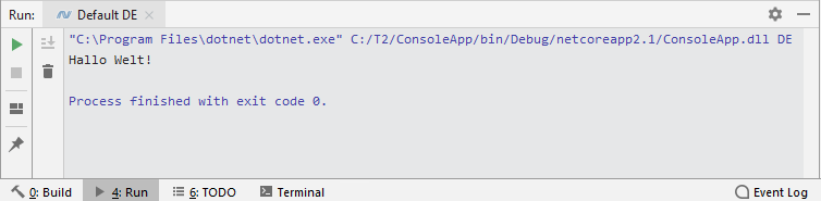 JetBrains Rider: Run tool window JetBrains Rider: Run tool window