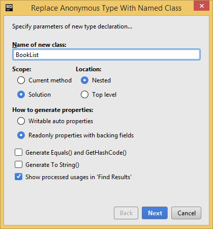 Replace Anonymous Type with Named Class Replace Anonymous Type with Named Class