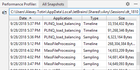 profiler all snapshots profiler all snapshots