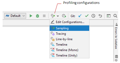 Profiling configurations in Rider Profiling configurations in Rider