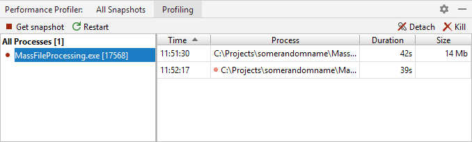 JetBrains Rider: profiling controller JetBrains Rider: profiling controller