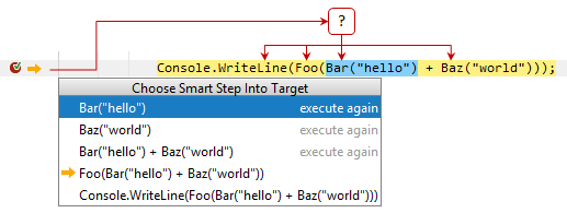 JetBrains Rider: Smart step into - stepping into selected call JetBrains Rider: Smart step into - stepping into selected call