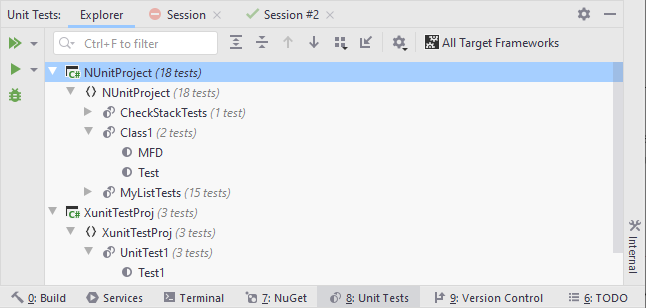 JetBrains Rider: Unit Test Explorer displays tests from the entire solution JetBrains Rider: Unit Test Explorer displays tests from the entire solution