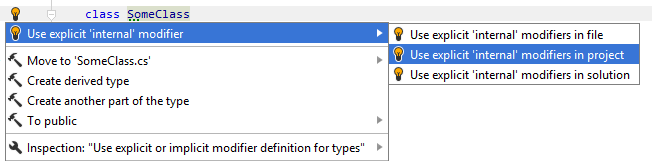 Fixing implicit internal modifier Fixing implicit internal modifier