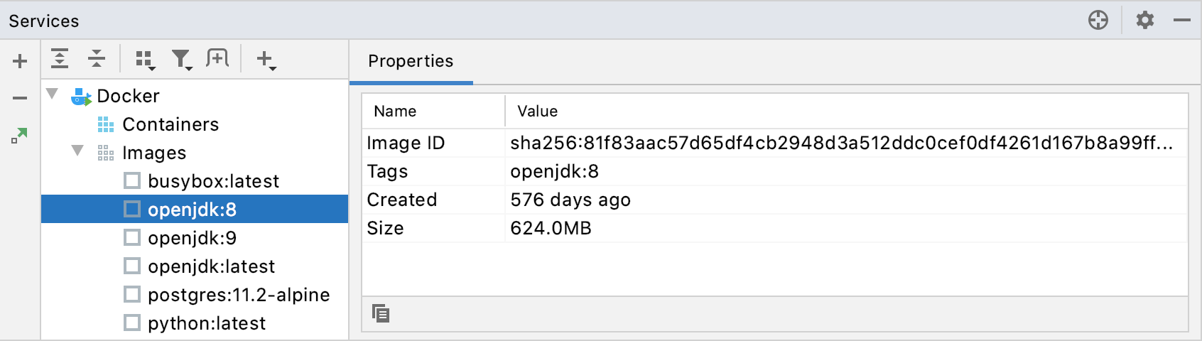 Docker image properties