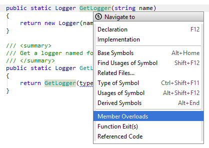 Navigating to overloads of a member