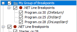 JetBrains Rider: grouping breakpoints