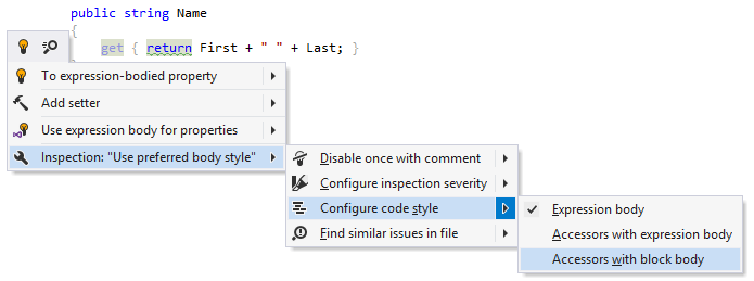 Changing code style preference for member body