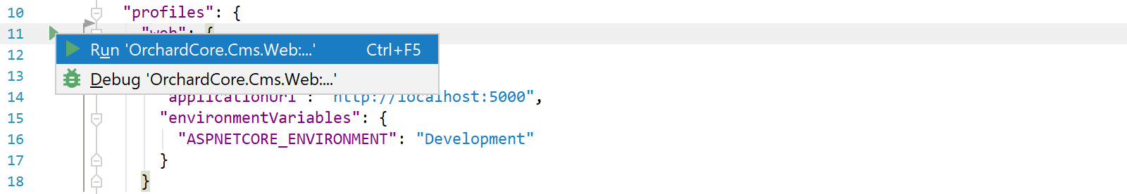 JetBrains Rider: Running a launch profile from launchSettings.json file