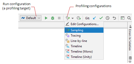 Profiling configurations in Rider