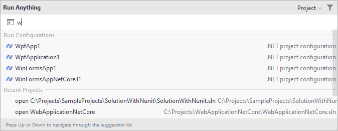 Start run/debug configurations from the Run Anything popup