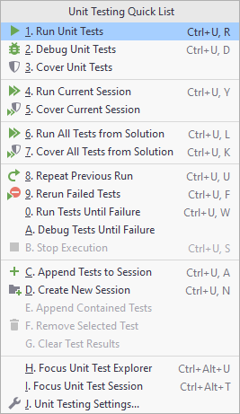 JetBrains Rider: Unit Testing Quick List