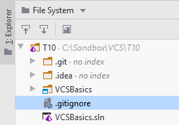 JetBrains Rider: .gitignore in the project root